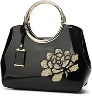 JUNMIN Hand-held Shiny Shell One-Shoulder Diagonal Ladies Bag (Color : Black)