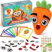 GiftAmaz Social Emotional Learning Toy, Montessori Emotional Carrot, Educational Faces Games with 26 Pieces Face Emotions, 10 Emotions Flashcards and 1 Poster, Early Learning Activities for Boys Girls