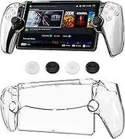 GLDRAM Clear PC Protective Case for Hardshell Cover Skin Full Protector with 4 Non-Slip Thumb Grip Caps for PS Portal Accessories - Thickened & No Yellowing