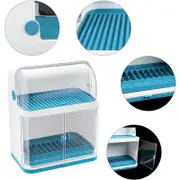 Catzon 2-Tier Plastic Drying Rack with Lids Quick Drain for Kitchen Counter