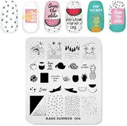 Nail Stamp Plate Summer Theme Picture Print Design Templates Sea Holiday Fruit Pineapple Watermelon Coconut Pattern Manicure Design Stencil DIY Nail Art Stamping Tools