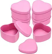sourcing map 6Pcs Heart Shaped Metal Tins Box, Empty Candy Jars with Lids, Favors Storage Containers for Valentine's Day Candles Wedding Parties Cookies Gifts, Pink (7.5x7x3.5cmcm)