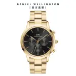 【DANIEL WELLINGTON】DW 手錶 ICONIC CHRONOGRAPH 42ｍｍ香檳金三眼精鋼錶黑錶盤(DW00100641)