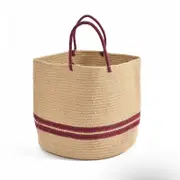 Yarra Textiles Multi-purpose Jute/Cotton storage basket Vineyard (35 cm x 30 cm x 30 cm) beige-wine