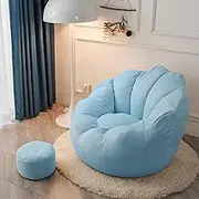 UYSOFRCV Bean Bag Cover Without Filling, Outdoor and Indoor High Back Lazy Lounger for Adults and Kids Great for Gaming Chair and Garden Bean Bag, No Filler,Blue