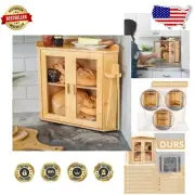 Premium Bamboo Corner Bread Box - Lightweight, Airtight with Extra Top Storage
