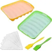 Kare & Kind 2X Silicone Sausage Molds - Non-Stick Flexible Hotdog Maker - 6-Cavity Baking Cooking Steaming Container - DIY Homemade Sausages - Includes 2X Silicone Mini Brushes and 20x Pastry Bags