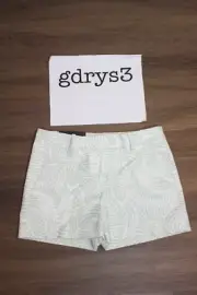 NWT Ann Taylor Devin Fit City Shorts Turquoise White Swirls Size 00P