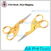 2 Pcs 3 1/2" Pro Quality Stork Embroidery Scissors - Gold Plated New