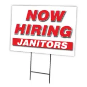 Now Hiring Janitors 12"x16" Yard Sign & Stake | Advertise Your Business | Sta...