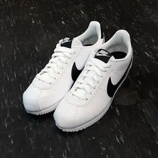 NIKE WMNS CLASSIC CORTEZ LEATHER 阿甘鞋 白色 黑色 黑勾 白黑 白底黑勾 皮革 經典 807471-101