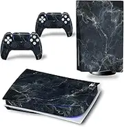 for Playstation 5 Disc Skin - Including PS5 Controller Skin and PS5 Console Skin, Shell Skin for PS5 Console Disc Version(Black Marble)