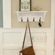 Key Rack with Wood Wall Shelf Wall Hanging Entryway Key Holder with Coat Hooks