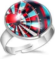 [FVQL] Ring for Women Girls, Dartboard Pattern, 0.67inch/1.7cm, Glass, glass
