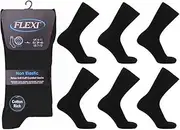 OnlyBee 6 Pairs of Mens Non Binding Diabetic Loose Top Socks Plain Black, Plain Black, 6-11