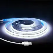 [ALITOVE] COB LED Strip Light White 6000K CRI 85+ USB Powered Led Light Strip 3.28FT/1M 320LED Flexible Under Cabinet Tape Light for TV Backlight Bedroom Kitchen,Home DIY Lighting