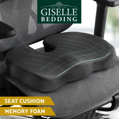 Giselle Bedding Seat Cushion Memory Foam Pillow Back Pain Relief Chair Pad Black
