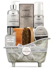 Lovery Premium Bath and Body Beauty Basket, Rosemary Peppermint Home Spa Set