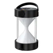 Multifunctional Camping Flashlight Rechargeable Solar Hourglass Shape Camping Light for Outdoor and Emergency-Black