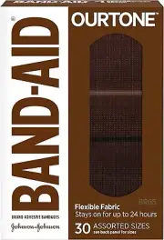 Band-Aid Brand Ourtone Flexible Fabric Adhesive Bandages Assorted Sizes 30 Count