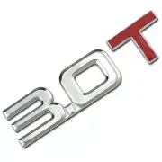 CHROME/RED 3.0 T METAL TURBO ENGINE RACE MOTOR SWAP EMBLEM BADGE DECAL FOR TRUNK (for: Mitsubishi)