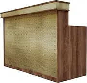 Home Bar Commercial Bar Counter with Pegboard Display, Walnut Wood with Storage Cabinet and Wine Rack