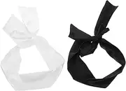 PartyKindom 2pcs Soft Satin Sleep Masks for Light Blocking Comfortable Night Blindfolds Black White for Travel Meditation and Restful Sleep