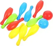 Yardwe Children's Sports Game Toys 1 Set Mini Plastic Bowling Ball Pins Safe Fun Bowling Game for Boys Girls