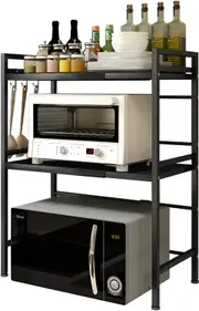 Microwave Shelf Stand Kitchen Storage Organizer Black