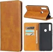Cavor for Huawei Y9 Prime 2019 Case,Cowhide Pattern Leather Case Magnetic Wallet Cover with Card Slots(6.59") -Light Brown
