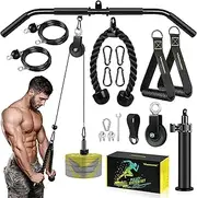 RENRANRING Fitness LAT and Lift Pulley System Gym - Upgraded LAT Pull Down Cable Machine Attachments, Loading Pin, Handle and Tricep Rope, for Biceps Curl, Forearm, Triceps Exercise Gym Equipment