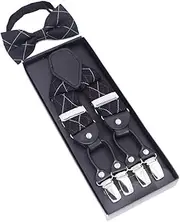 [SLEDEZ] Men's Suspender Bow Tie Set Men's Tie Clip Bow Tie Set Multiple Styles Available (Color : Style 5, Size : Free Size)