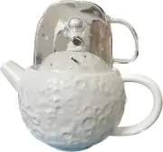 Astronaut Themed Set Ceramic Kettle Clear Glass Cup Retro Teapot Glass Beverage