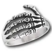 Stainless Steel Skeleton Hand With Skulls Ring - Free Gift Packaging