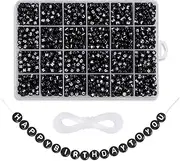 1620 Pieces A-Z Letter Beads, 7x4mm Sorted Alphabet Beads and Black Acrylic Letter Bead kit, Vowel Letter Beads for Jewellery Making Kids&Crafts&Name Bracelets