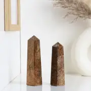 5Pcs Set Large Bronzite Crystal Tower 4 Faceted Obelisk Point Crystal Gift
