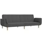 2-Seater Fabric Sofa Bed with Pillows Cushions Lounge Couch Futon Recliner Grey