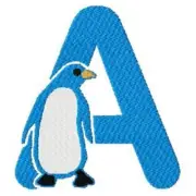 PENGUIN Alphabet, Quilting Blocks, Machine Embroidered, 26 squares, Cap Letters