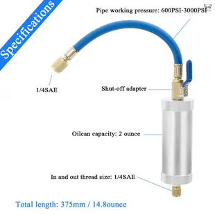 R12 R134A R22製冷空調汽車油加註筒 冷凍油補充筒 冷媒油加註器 2盎司 1/4SAE