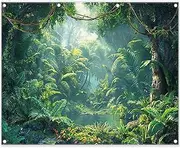 ZTHMOE Fabric 10x8ft Jungle Forest Photography Backdrop Rainforest Tropical Natural Scenery River Background Summer Adventure Party Decorations Photo Banner Props