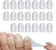 20Pcs Silicone Anti Friction Toe Protectors, Soft Silicone Gel Toe Protectors Covers, Breathable Silicone Toe Sleeves With Holes, Toe Caps For Corns,painn Relief,Blister,Women Men,Little Middle Toe