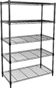 5-Shelf Wire Shelving Unit,Metal Shelf Organizer with Wheels,Heavy Duty Standing