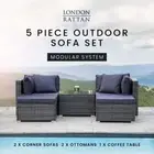 LONDON RATTAN 4 Seater Outdoor Lounge Setting Furniture Wicker Sofa Modular Set