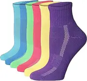 [Tipi Toe] Women's 6-Pairs Athletic Performance Sports Socks Cushioned With Arch Support