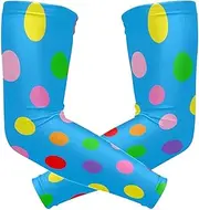 [voucong] Cartoon Colorful Dot Blue Arm Sleeves UV Protection (1 Pair), UV Sun Protection Sleeve Women for Women Driver Cooling Feeling, M, Cartoon Colorful Dot Blue