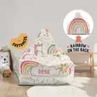 Beanbag Cover for Kids, Custom Name, Unicorn Rainbow Theme, Rainbow on the Back