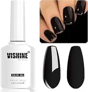 Vishine Black Gel Nail Polish, 16ml Soak Off Gel Polish UV LED Lamp Cure Nail Art DIY Manicure at Home, Pure Black M109