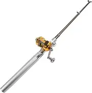 DIGIFLEX Silver Mini Pocket Fishing Rod Pole & Golden Reel Pen