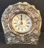 TRELLIS CLOCK, NEW! Royal Gallery of Silver #560-1049E 5" tall Quartz Roman#s