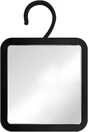MIRRORVANA Hanging Fogless Shower Mirror for Shaving with 360° Rotatable Swivel Hook - Anti Fog and Shatterproof 6.3" x 6.3" Surface (Black)